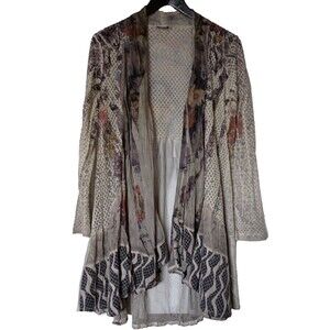 Kamana Size M Open Front Lightweight Jacket Artsy Style Boho Semi Sheer Y2K